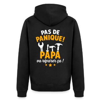 Pas de panique Papa va réparer ça cadeau père - Veste à capuche bio Premium Unisexe - noir - Dos - Nico (187cm)