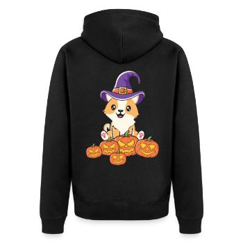 Citrouille de chat d’Halloween - Veste à capuche bio Premium Unisexe - noir - Dos - Nico (187cm)