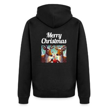 Joyeux Noël / Rennes de Noël - Veste à capuche bio Premium Unisexe - noir - Dos - Nico (187cm)