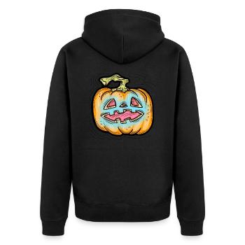 Effrayant Halloween citrouille monstre tête de visage. - Veste à capuche bio Premium Unisexe - noir - Dos - Nico (187cm)