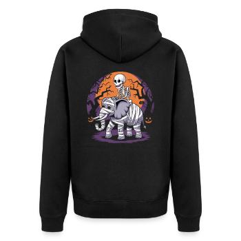 Skeleton riding an elephant on Halloween - Unisex Premium Organic Zip Hoodie - black - Back - Nico (187cm)