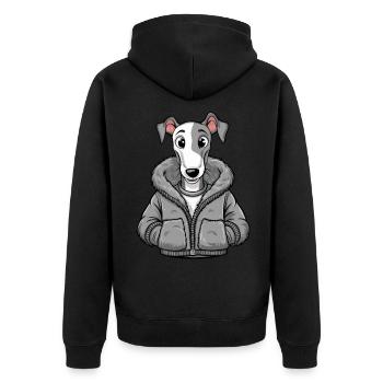 Funny greyhound in cartoon design - Unisex Premium Organic Zip Hoodie - black - Back - Nico (187cm)