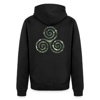 keltisches symbol triskele e 226 - Unisex Premium Bio Zip Hoodie - Schwarz - Hinten - Nico (187cm)