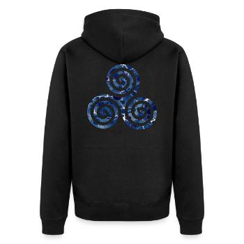 keltisches symbol 12 triskele e 12 - Unisex Premium Bio Zip Hoodie - Schwarz - Hinten - Nico (187cm)