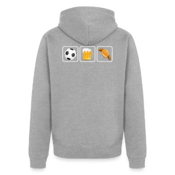 Fußball Bier Bratwurst - Unisex Premium Bio Zip Hoodie - Grau meliert - Hinten - Nico (187cm)