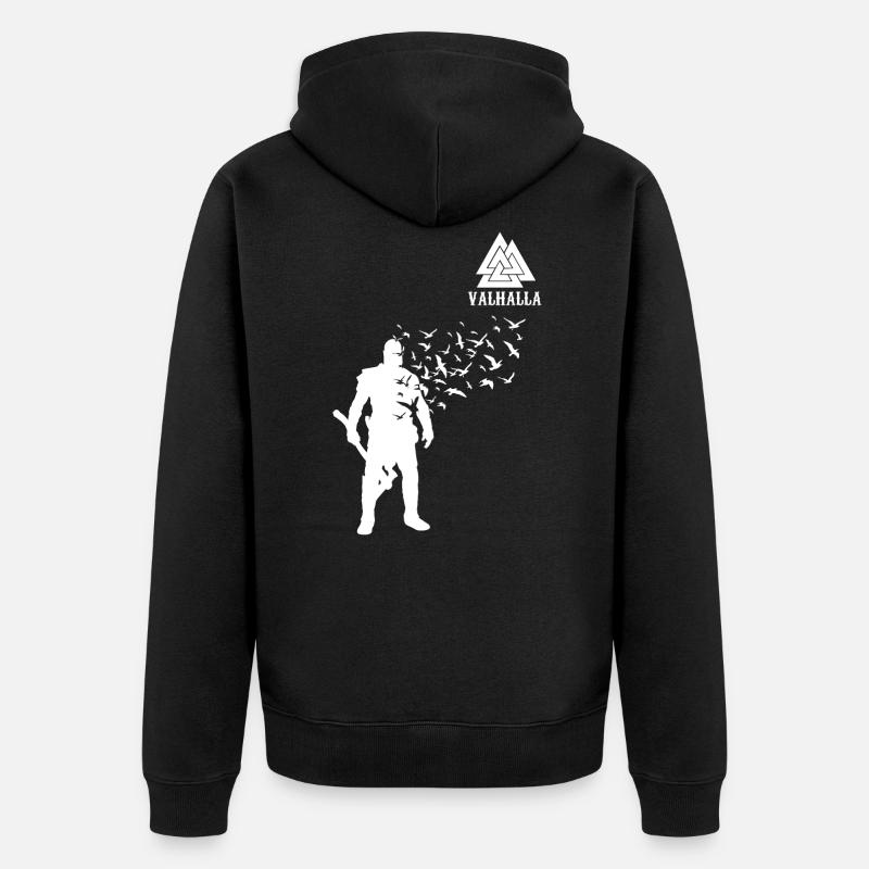 Valhalla Wikinger Axt Krieger Geschenk - Unisex Premium Bio Zip Hoodie - Schwarz