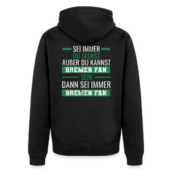 Bremen Fan Fußball Norddeutsch - Unisex Premium Bio Zip Hoodie - Schwarz - Hinten - Nico (187cm)