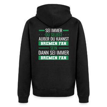 Bremen Fan - Unisex Premium Bio Zip Hoodie - Schwarz - Hinten - Nico (187cm)