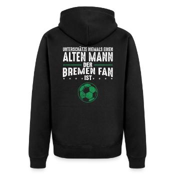 Bremen Fan Fußballfan Fanclub Männer Geschenk - Unisex Premium Bio Zip Hoodie - Schwarz - Hinten - Nico (187cm)