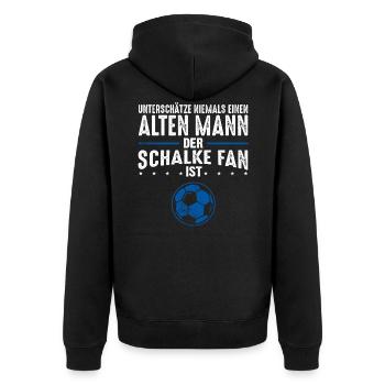 Alter Mann - Schalke Fan | Retro Spruch - Unisex Premium Bio Zip Hoodie - Schwarz - Hinten - Nico (187cm)