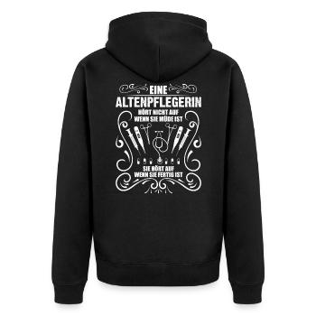 Altenpflegerin Altenheim Altenpflege Geschenk - Unisex Premium Bio Zip Hoodie - Schwarz - Hinten - Nico (187cm)