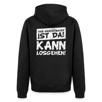 Gerüstbauer witzige lustige Handwerker Sprüche - Unisex Premium Bio Zip Hoodie - Schwarz - Hinten - Nico (187cm)
