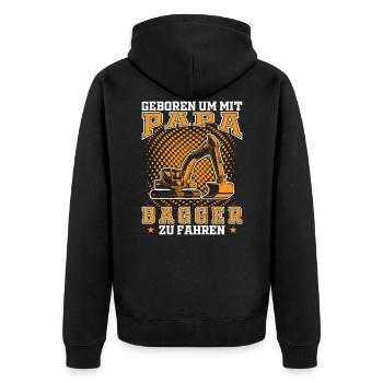 Sohn Nachwuchs Bagger Papa Geschenkidee - Unisex Premium Bio Zip Hoodie - Schwarz - Hinten - Nico (187cm)