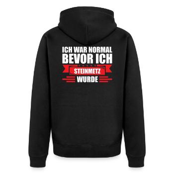 Steinmetz | Geschenkidee für den Beruf Steinmetz - Unisex Premium Bio Zip Hoodie - Schwarz - Hinten - Nico (187cm)