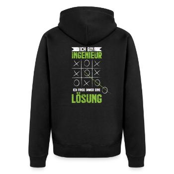 Ingenieur | Ich bin Ingenieur Sprüche - Unisex Premium Bio Zip Hoodie - Schwarz - Hinten - Nico (187cm)
