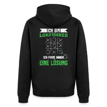 Lokführer - Unisex Premium Bio Zip Hoodie - Schwarz - Hinten - Nico (187cm)
