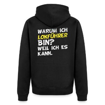 Beruf & Arbeit - Lustige Lokführer Sprüche - Unisex Premium Bio Zip Hoodie - Schwarz - Hinten - Nico (187cm)