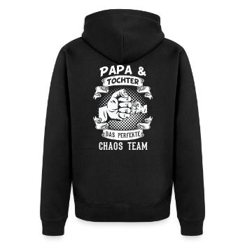 Papa & Tochter - Unisex Premium Bio Zip Hoodie - Schwarz - Hinten - Nico (187cm)