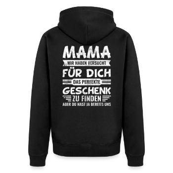Mama lustige Sprüche | Mama Geschenk - Unisex Premium Bio Zip Hoodie - Schwarz - Hinten - Nico (187cm)