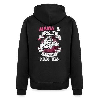 Mama Sohn Familie Geschenk - Unisex Premium Bio Zip Hoodie - Schwarz - Hinten - Nico (187cm)