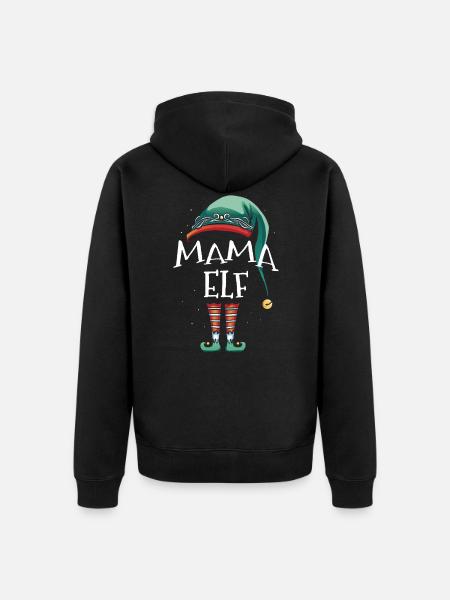 Mama Elf - Unisex Premium Bio Zip Hoodie - Schwarz