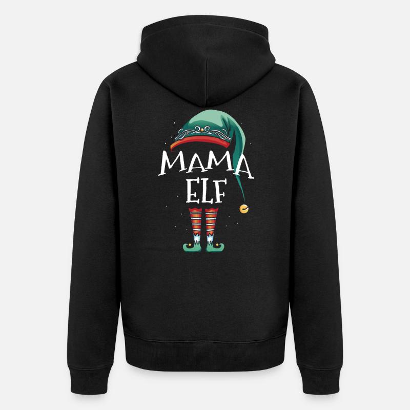 Mama Elf - Unisex Premium Bio Zip Hoodie - Schwarz