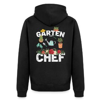 Gärtner - Garten Chef lustige Geschenkidee - Unisex Premium Bio Zip Hoodie - Schwarz - Hinten - Nico (187cm)