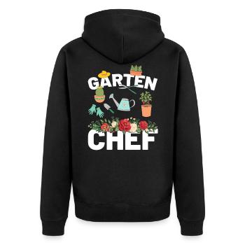 Gartenchef Gärtner Gartenarbeit Hobby Garten - Unisex Premium Bio Zip Hoodie - Schwarz - Hinten - Nico (187cm)