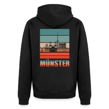Münster Münster Stadt Skyline Geschenkidee - Unisex Premium Bio Zip Hoodie - Schwarz - Hinten - Nico (187cm)