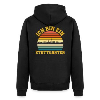 Stuttgart | Ich bin ein Stuttgarter - Unisex Premium Bio Zip Hoodie - Schwarz - Hinten - Nico (187cm)