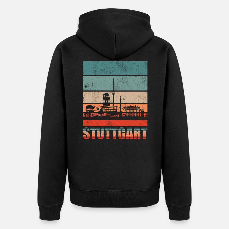 Stuttgart Skyline Geschenkidee - Unisex Premium Bio Zip Hoodie - Schwarz