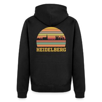 Heidelberg Stadt Skyline Retro Style - Unisex Premium Bio Zip Hoodie - Schwarz - Hinten - Nico (187cm)