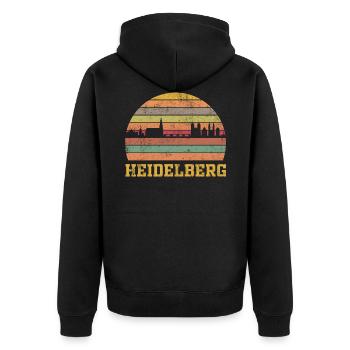 Heidelberg Retro - Unisex Premium Bio Zip Hoodie - Schwarz - Hinten - Nico (187cm)