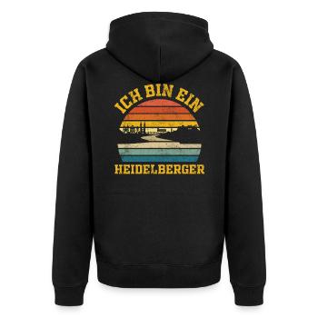 Heidelberg Retro Vintage - Unisex Premium Bio Zip Hoodie - Schwarz - Hinten - Nico (187cm)