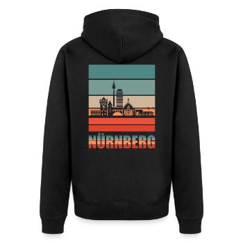 Nürnberg - Unisex Premium Bio Zip Hoodie - Schwarz - Hinten - Nico (187cm)