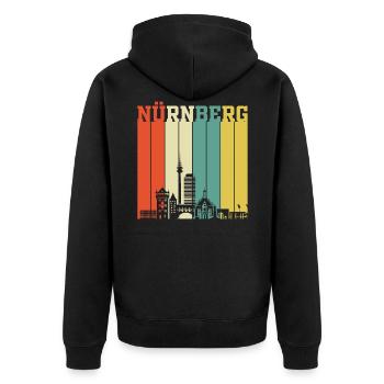 Nürnberg | Nürnberg Retro Vintage - Unisex Premium Bio Zip Hoodie - Schwarz - Hinten - Nico (187cm)