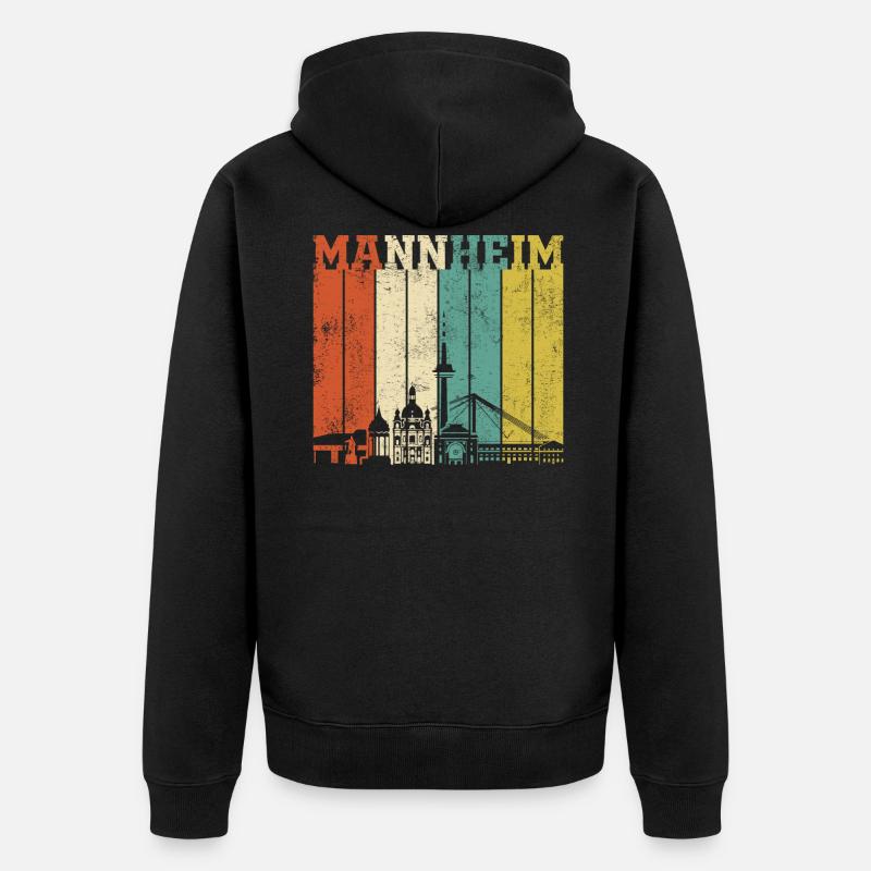 Retro Mannheim Skyline - Unisex Premium Bio Zip Hoodie - Schwarz
