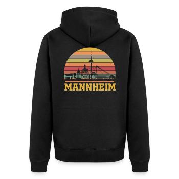 Mannheim - Unisex Premium Bio Zip Hoodie - Schwarz - Hinten - Nico (187cm)
