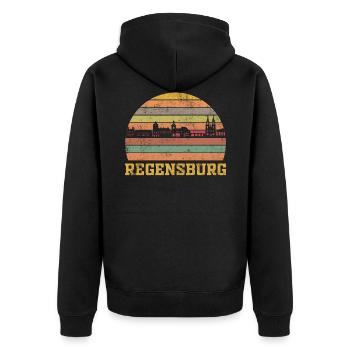 Regensburg - Unisex Premium Bio Zip Hoodie - Schwarz - Hinten - Nico (187cm)
