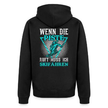 Lustige Sprüche Skifahren | Skifahrer Spruch - Unisex Premium Bio Zip Hoodie - Schwarz - Hinten - Nico (187cm)