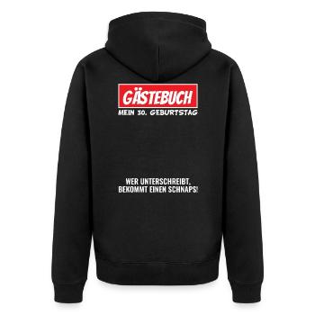 30 Geburtstag Gästebuch Party Outfit - Unisex Premium Bio Zip Hoodie - Schwarz - Hinten - Nico (187cm)