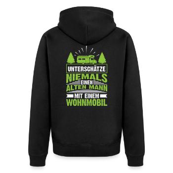 Camping Wohnmobil - Unisex Premium Bio Zip Hoodie - Schwarz - Hinten - Nico (187cm)