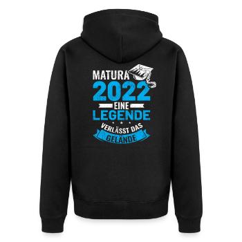 Witzige Matura 2022 Geschenkidee - Unisex Premium Bio Zip Hoodie - Schwarz - Hinten - Nico (187cm)