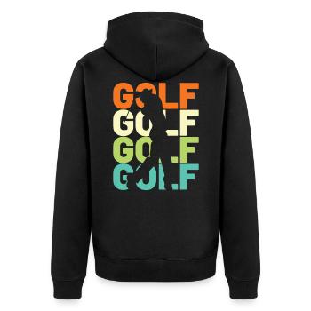 Golf Golfer Retro - Unisex Premium Bio Zip Hoodie - Schwarz - Hinten - Nico (187cm)