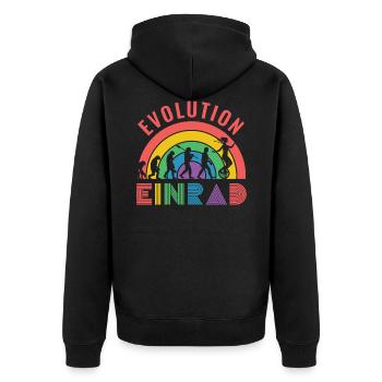 Einrad Evolution Geschenk - Unisex Premium Bio Zip Hoodie - Schwarz - Hinten - Nico (187cm)
