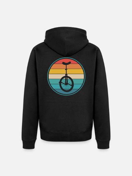 Einrad Retro - Unisex Premium Bio Zip Hoodie - Schwarz