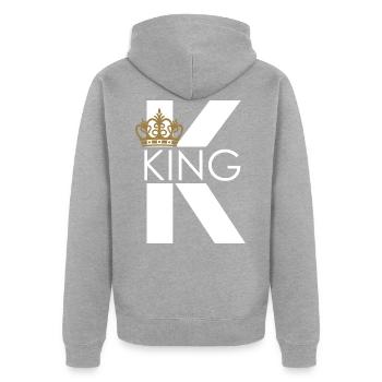 King King Queen Couple Tenue - Veste à capuche bio Premium Unisexe - gris chiné - Dos - Nico (187cm)