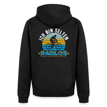 Fahrrad | Ich bin selten Radlos - Unisex Premium Bio Zip Hoodie - Schwarz - Hinten - Nico (187cm)
