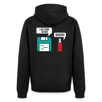 Informatiker Nerd Geek - Unisex Premium Bio Zip Hoodie - Schwarz - Hinten - Nico (187cm)