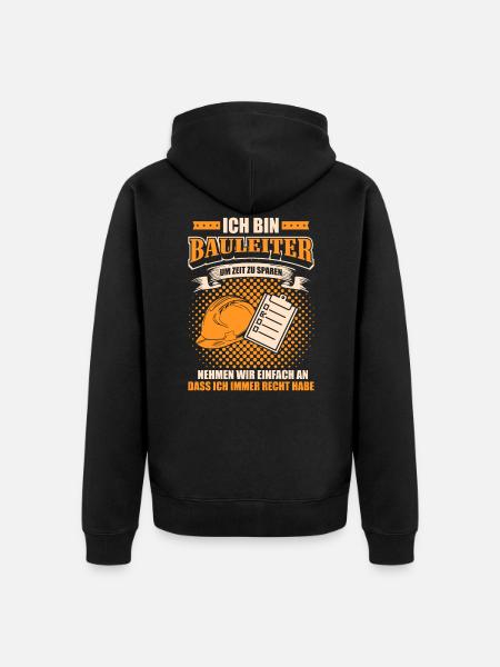 Bauleiter - Unisex Premium Bio Zip Hoodie - Schwarz